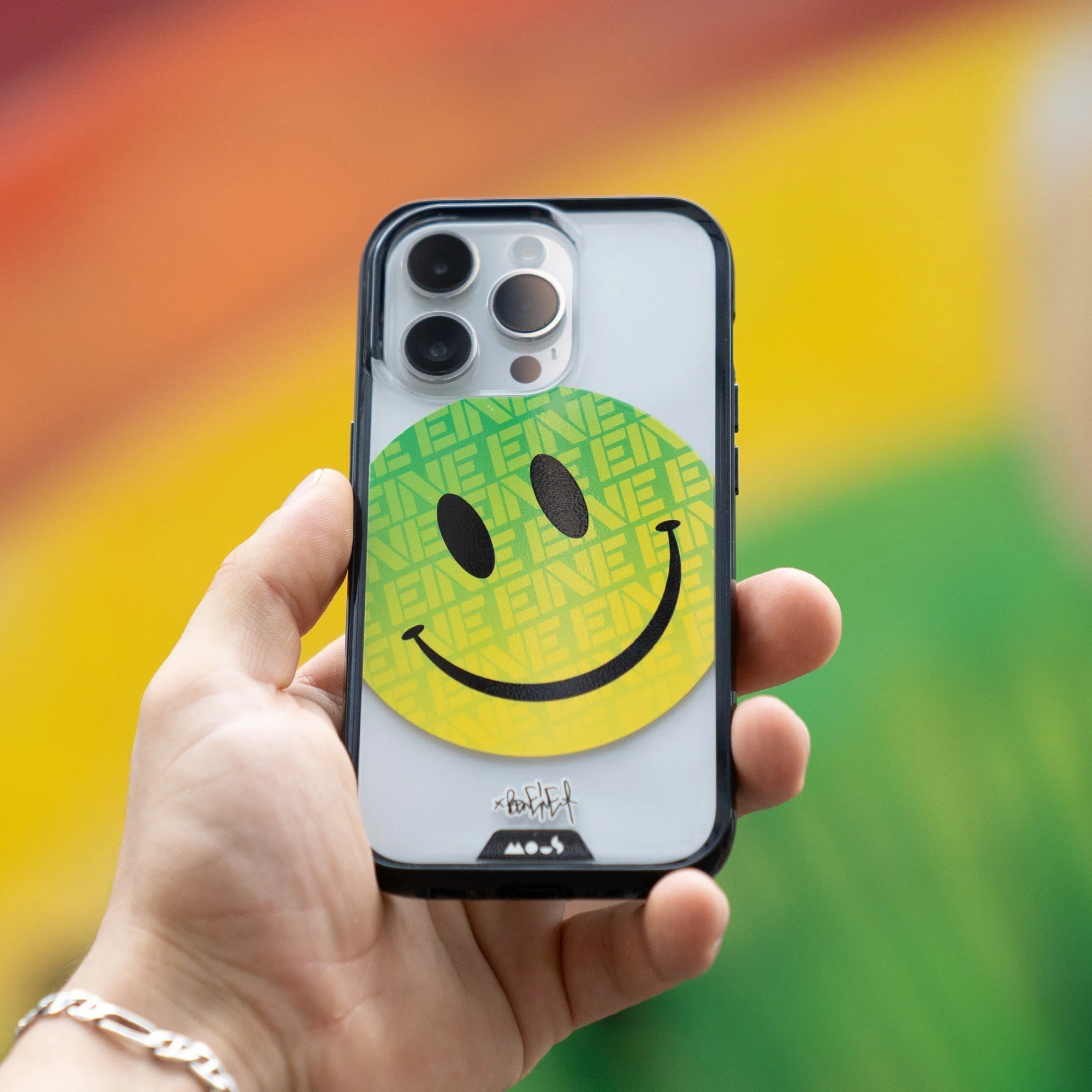 Green Smiley Protective Phone Case - Ben Eine MagSafe - Image 3